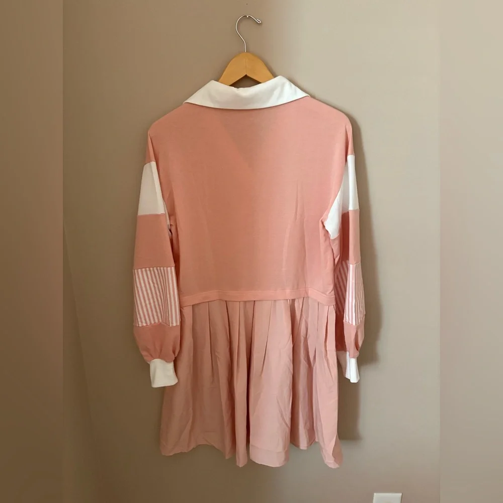 Amazon’s Women’s oversized Medium Pleated Patchwork Dress with Collar - Picture 6 of 6